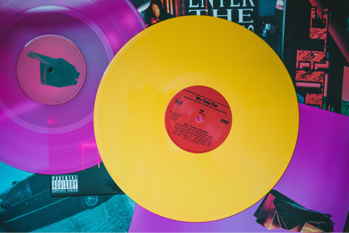 Colourful vinyl records
