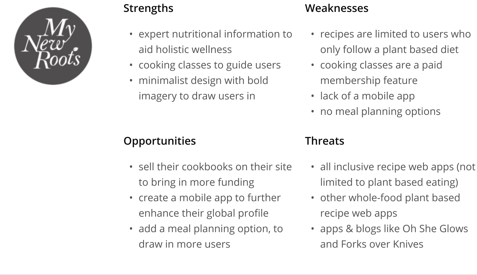 Competitive analysis table