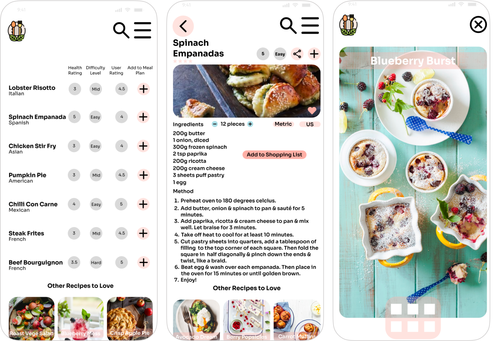 Mid Fidelity Wireframes